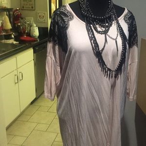 Silky HM Blush Tunic with Black Lace Trim (Lg)